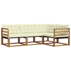 Conjunto de sofás de exterior con cojín 4 pcs Natural y Crema