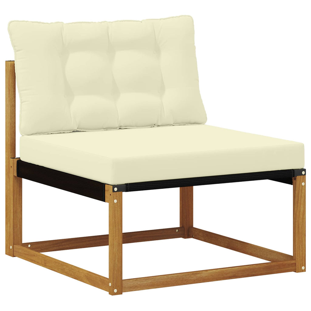 Conjunto de sofás de exterior con cojín 4 pcs Natural y Crema