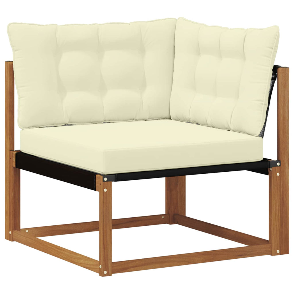 Conjunto de sofás de exterior con cojín 4 pcs Natural y Crema