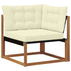 Conjunto de sofás de exterior con cojín 4 pcs Natural y Crema
