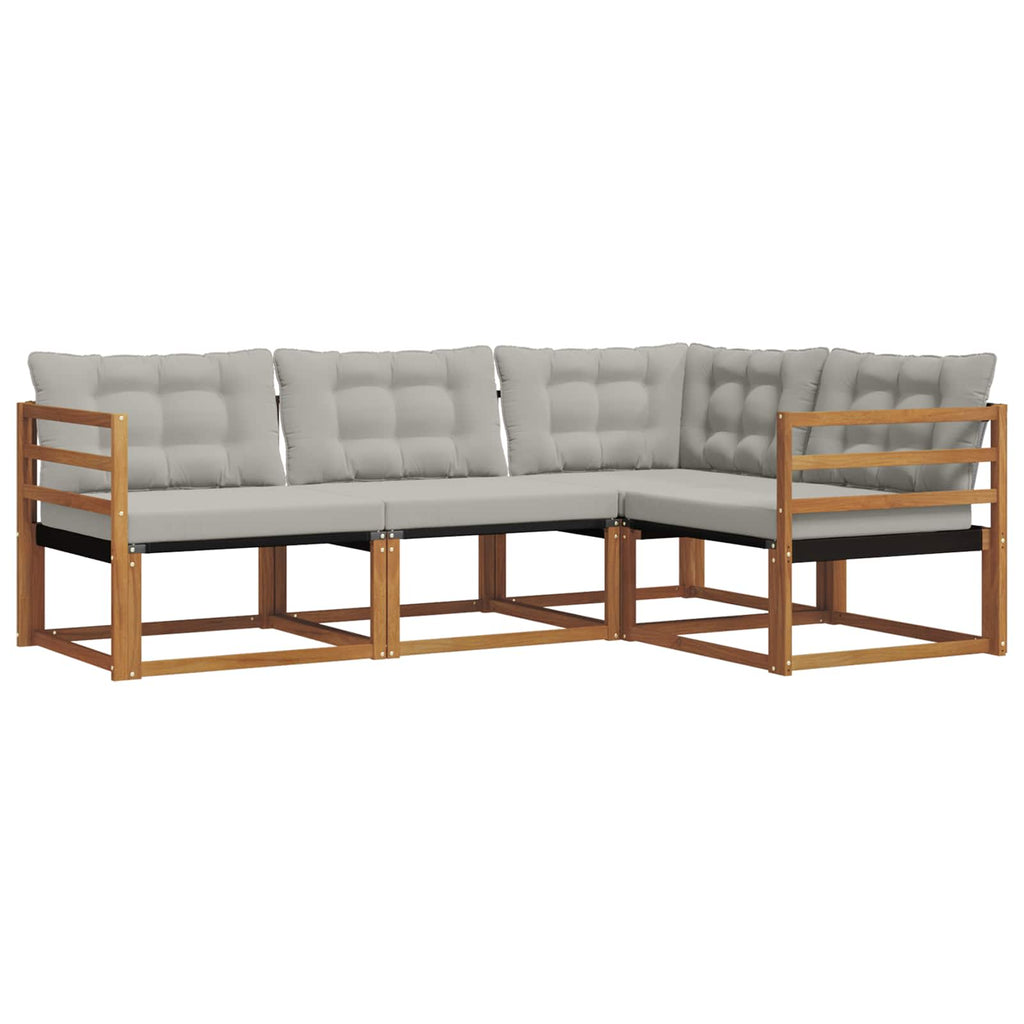 Conjunto de sofás de exterior 4 pcs Gris Natural y Claro