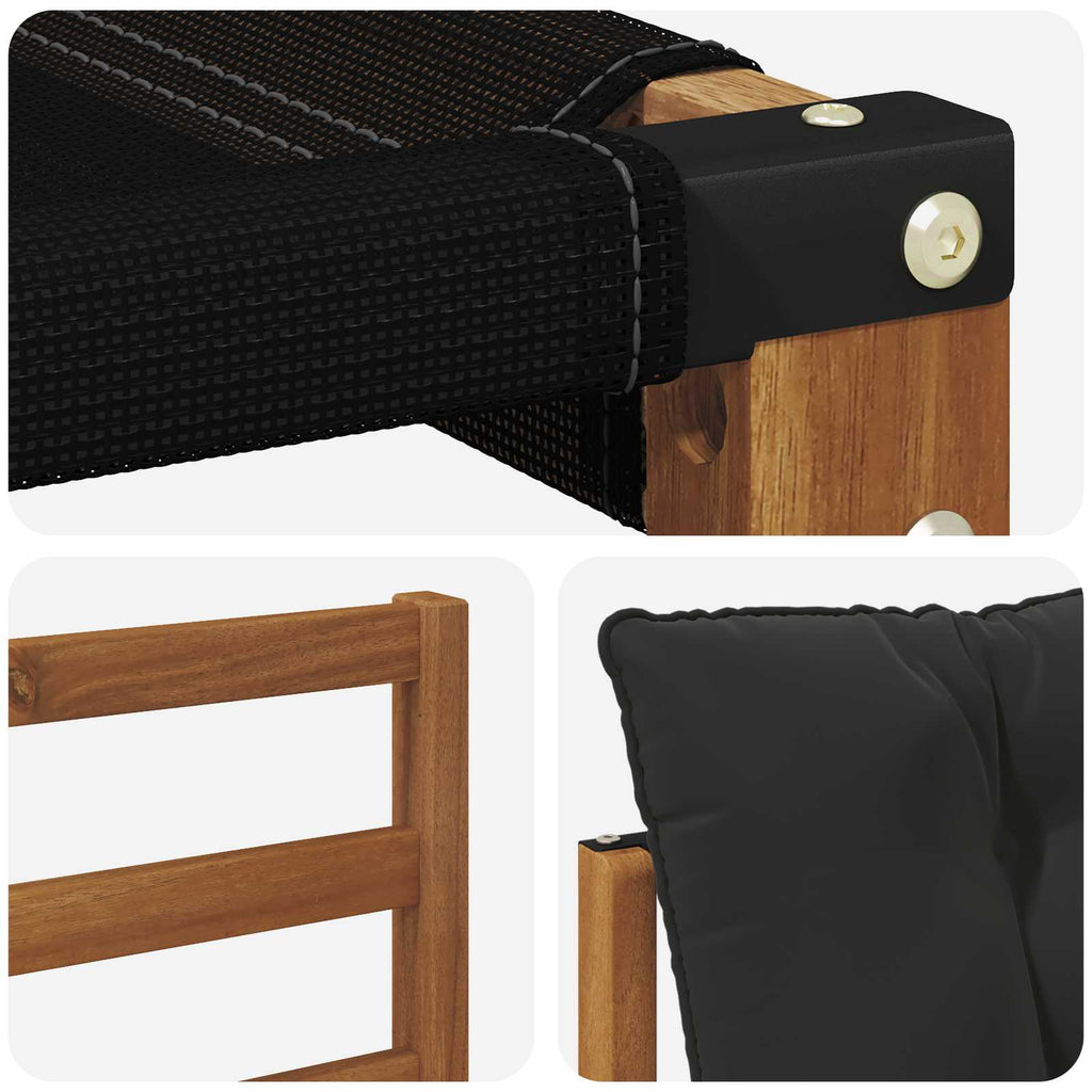 Conjunto de sofás de exterior con cojín 4 pcs Natural y negro