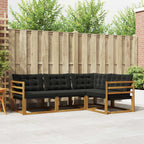 Conjunto de sofás de exterior con cojín 4 pcs Natural y negro