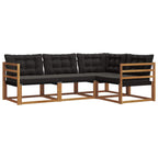 Conjunto de sofás de exterior con cojín 4 pcs Natural y negro