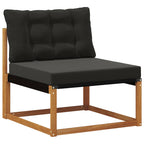 Conjunto de sofás de exterior con cojín 4 pcs Natural y negro