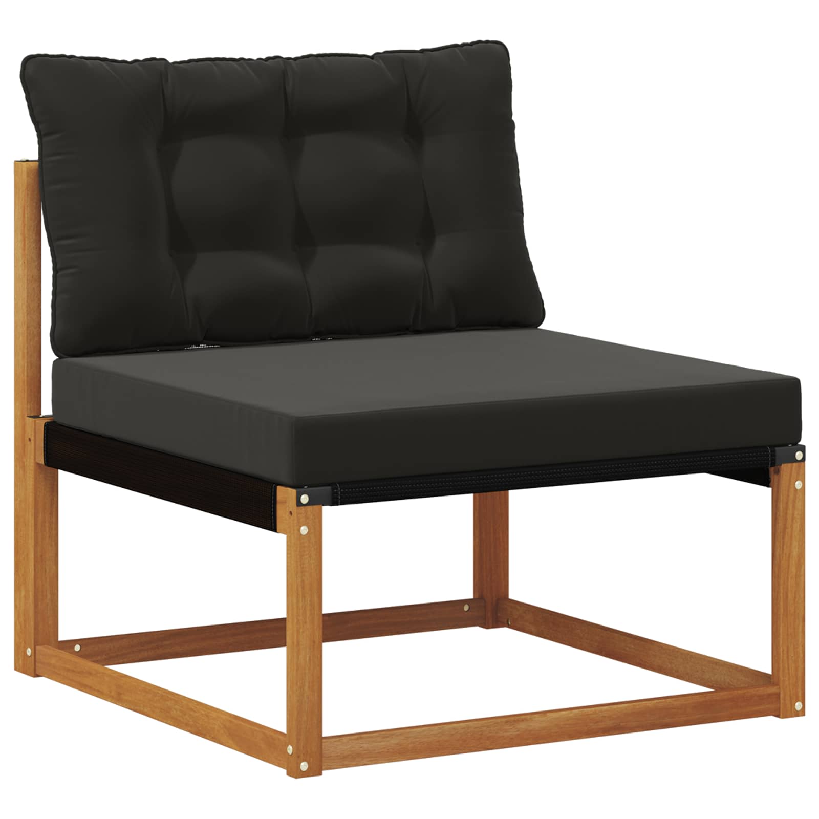 Conjunto de sofás de exterior con cojín 4 pcs Natural y negro