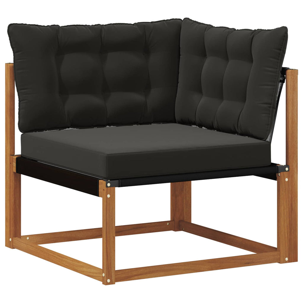 Conjunto de sofás de exterior con cojín 4 pcs Natural y negro