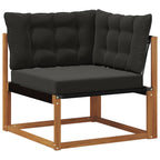 Conjunto de sofás de exterior con cojín 4 pcs Natural y negro