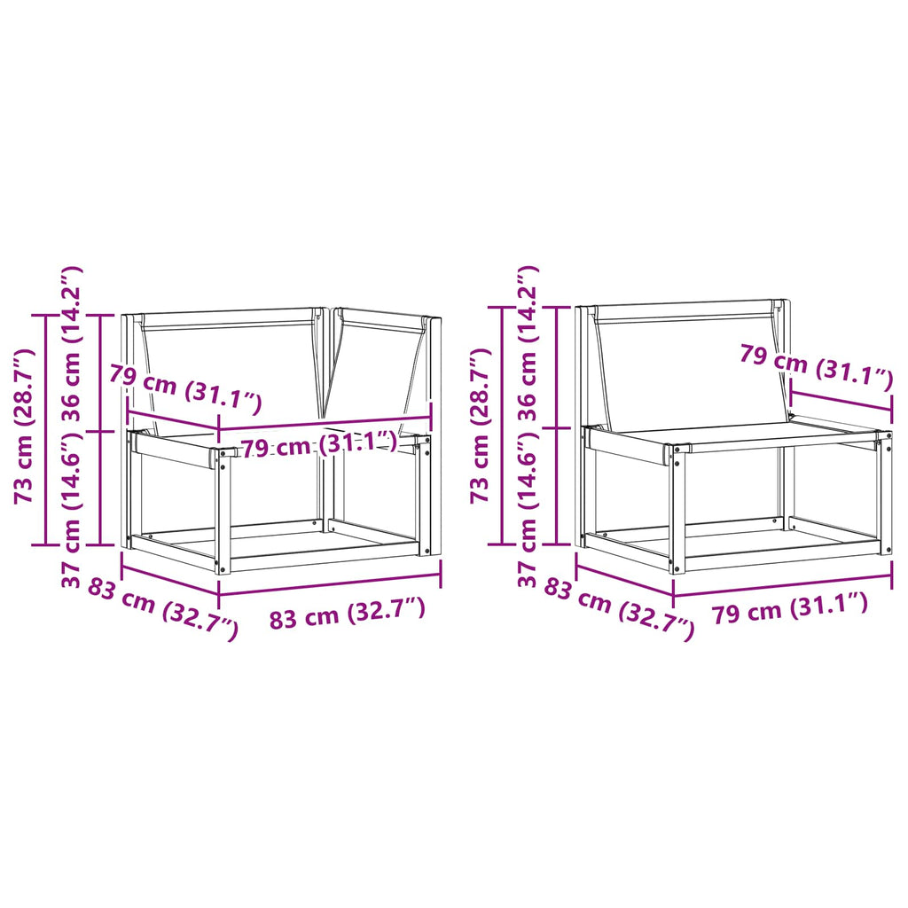 Conjunto de sofás de exterior con cojín 4 pcs Natural y negro
