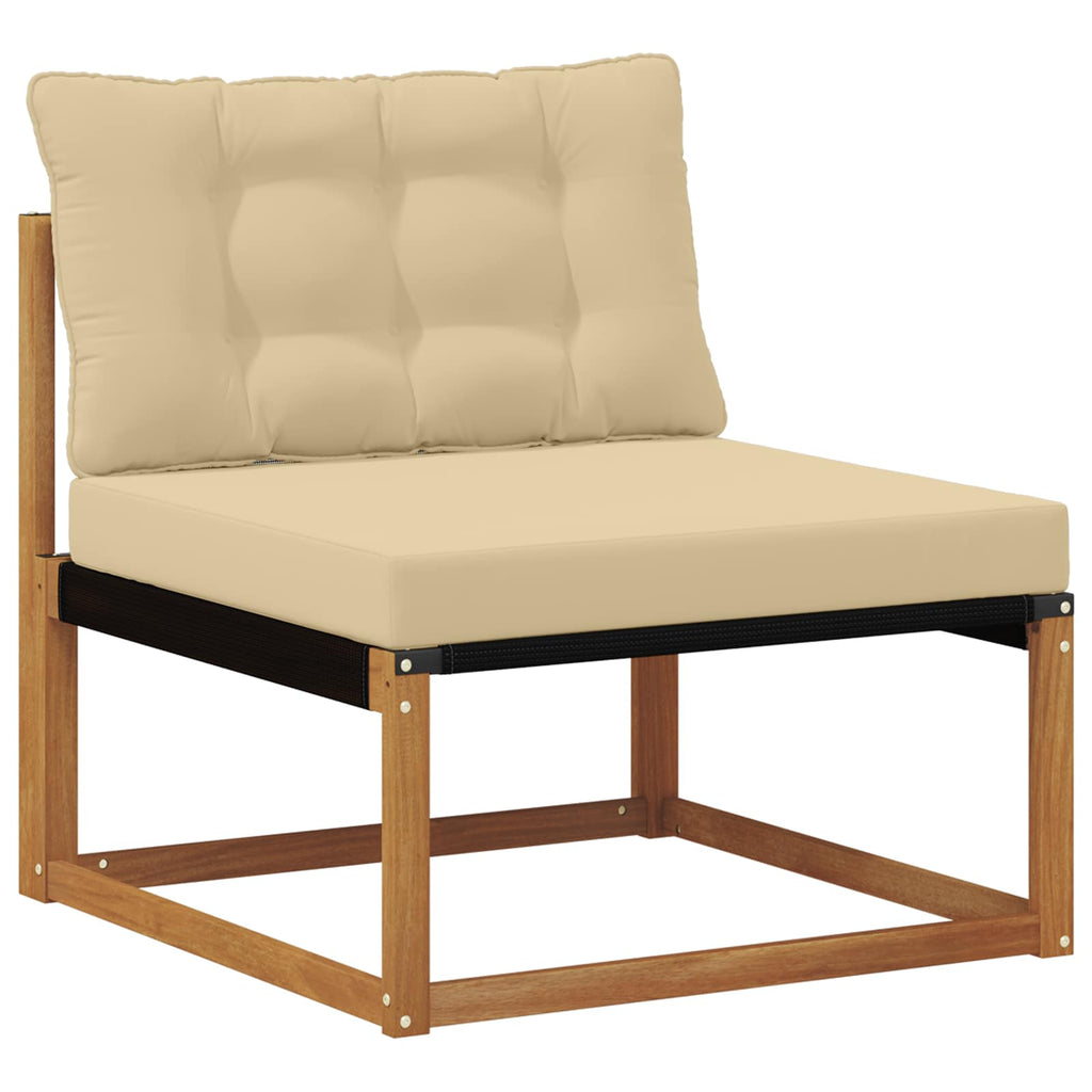 Conjunto de sofás de exterior con cojín 4 pcs Natural y Beige