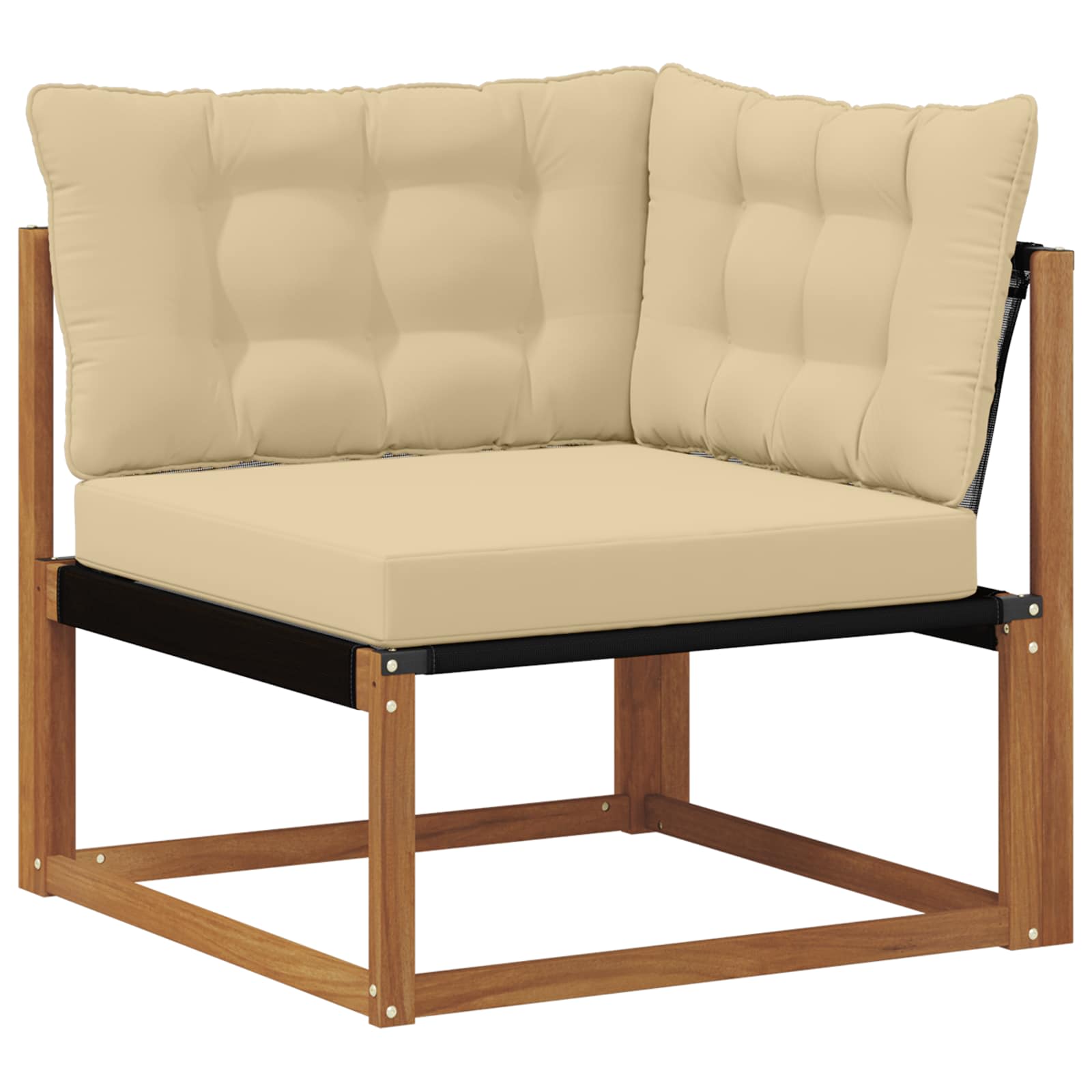 Conjunto de sofás de exterior con cojín 4 pcs Natural y Beige
