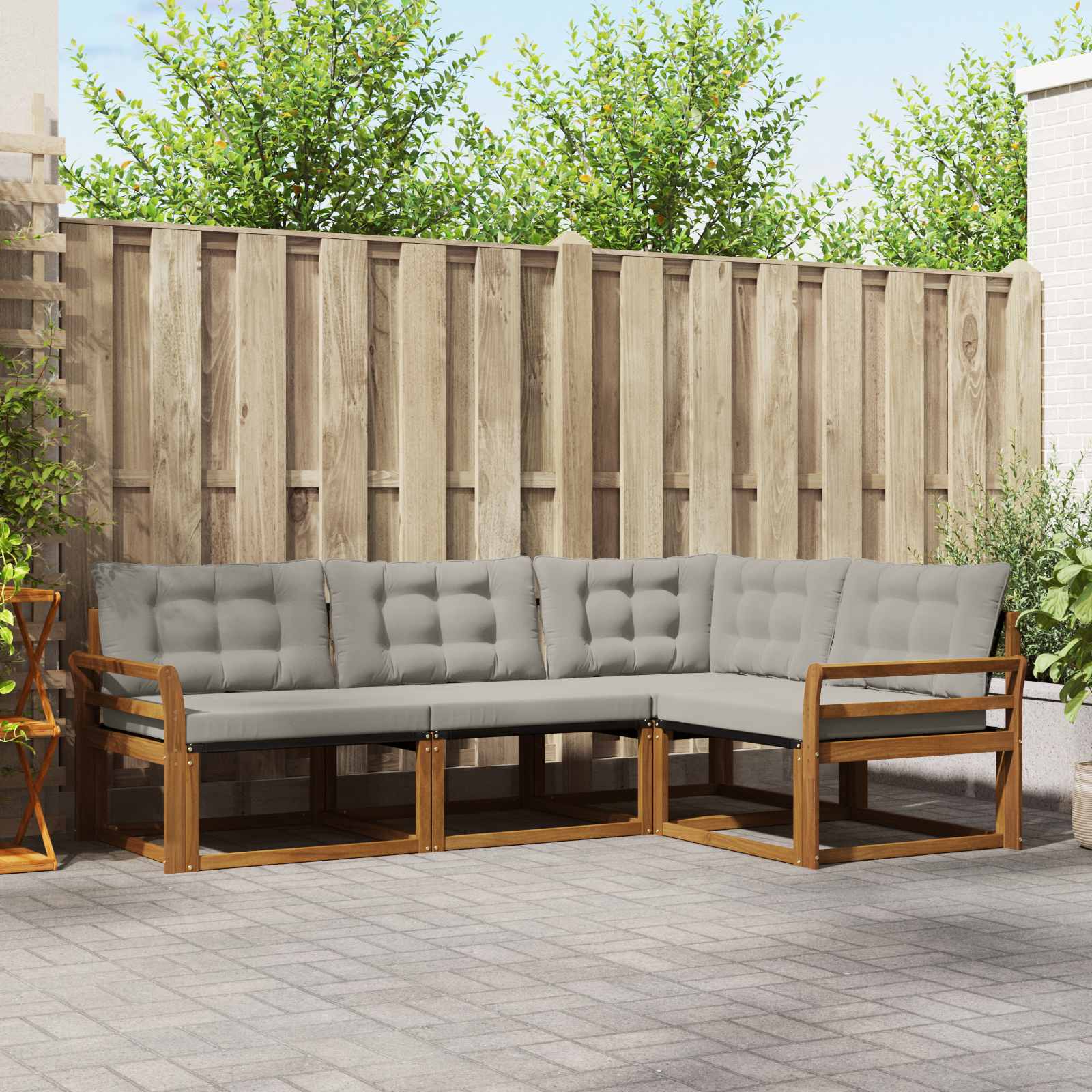 Conjunto de sofás de exterior 4 pcs Gris Natural y Claro
