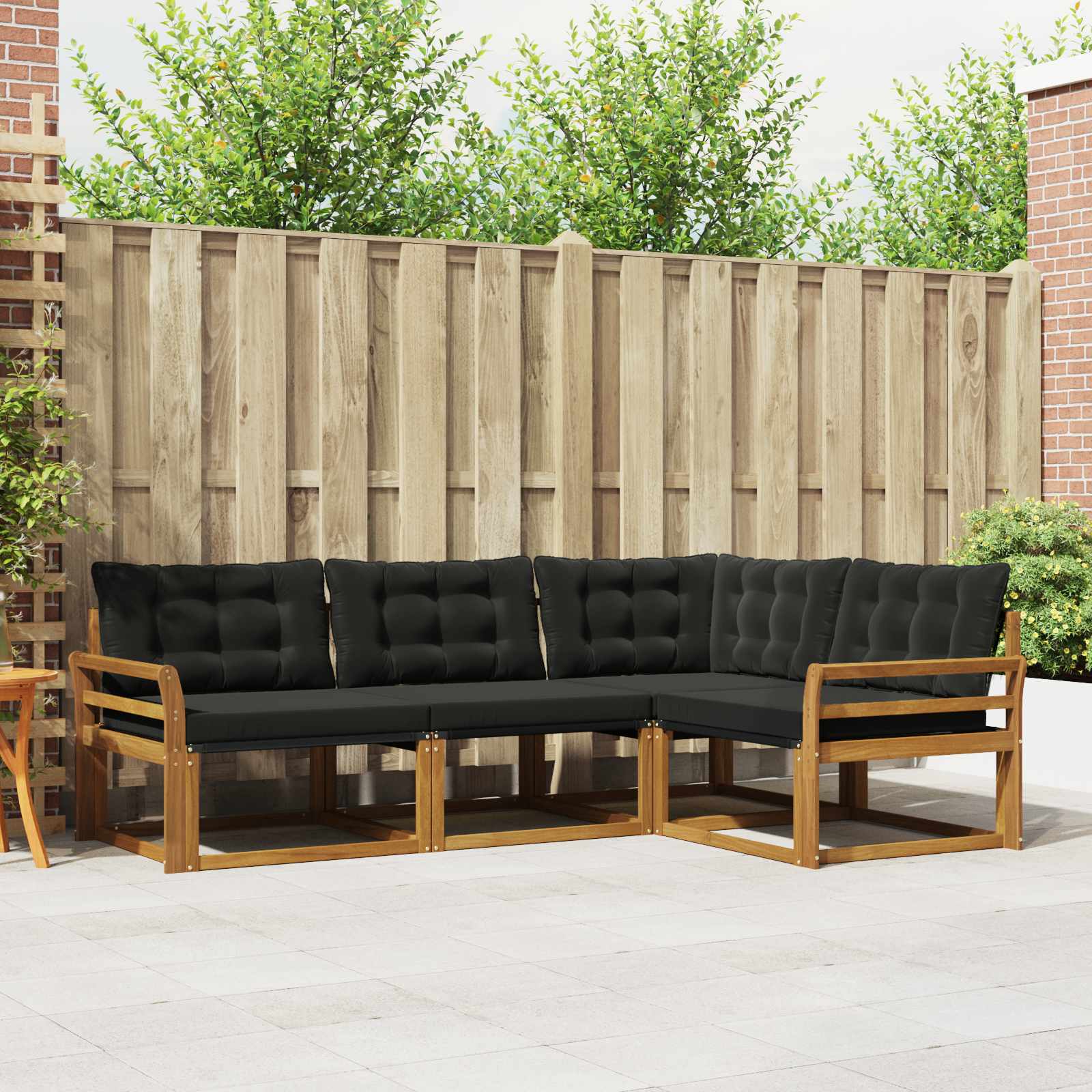 Conjunto de sofás de exterior con cojín 4 pcs Natural y negro