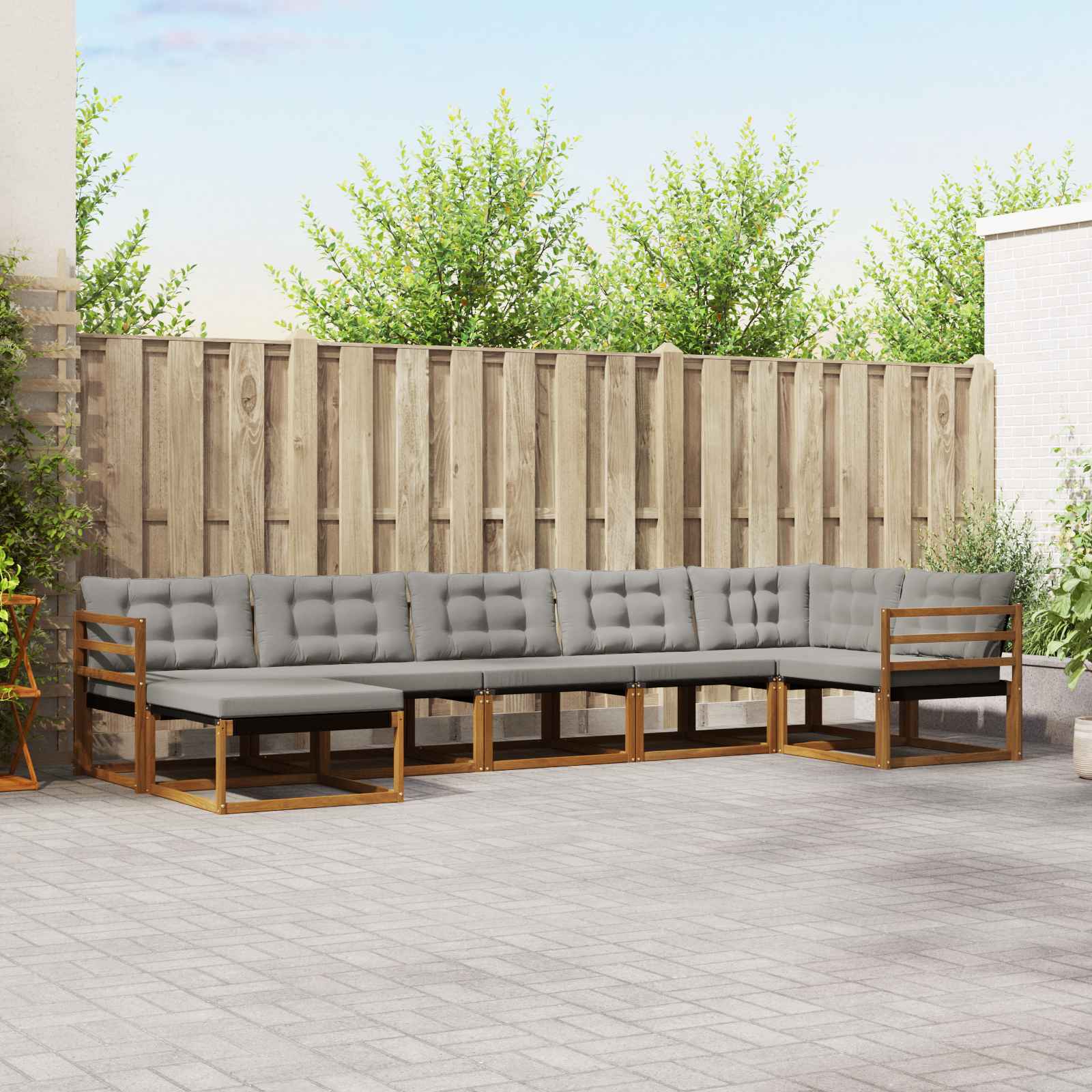 Conjunto de Sofás de Exterior 7 pçs Branco e Cinza Claro