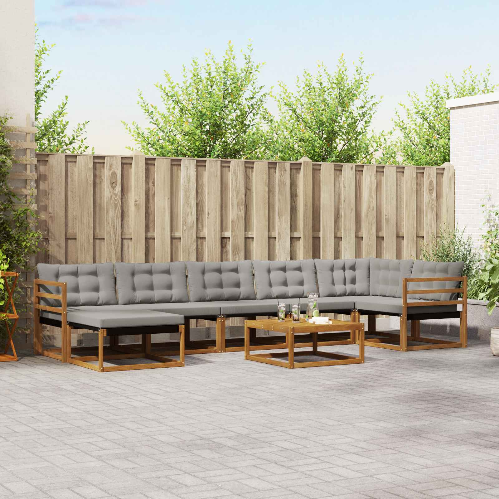 Conjunto de sofás de exterior 8 peças Branco e Creme
