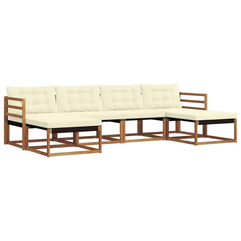 Conjunto de sofás de exterior con cojín 6 pcs Natural y Crema