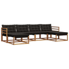 Conjunto de sofás de exterior con cojín 6 pcs Natural y negro