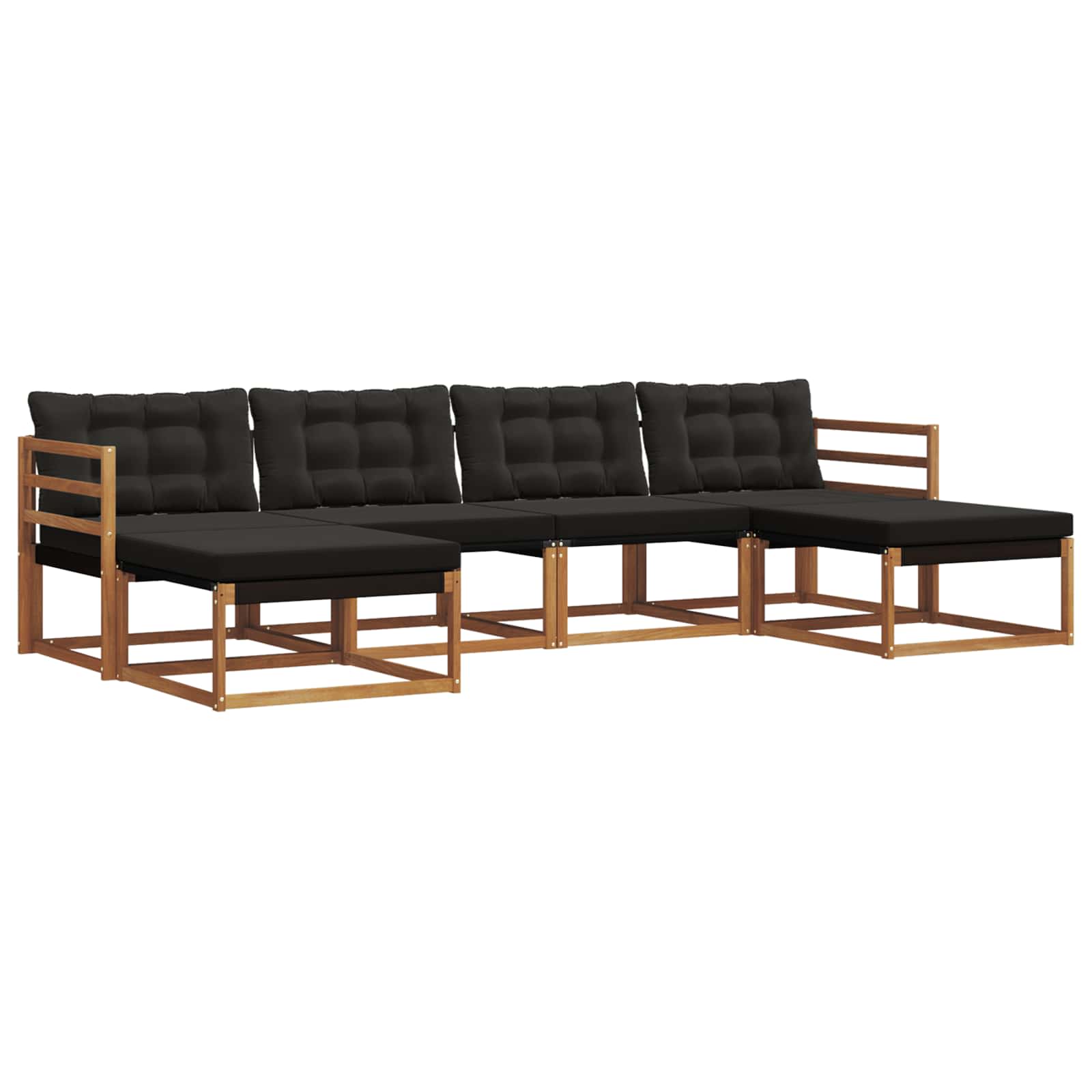 Conjunto de sofás de exterior con cojín 6 pcs Natural y negro