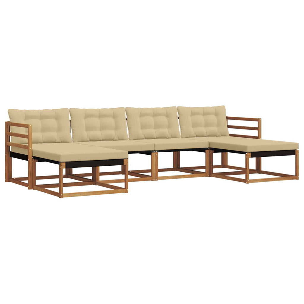 Conjunto de sofás de exterior con cojín 6 pcs Natural y Beige