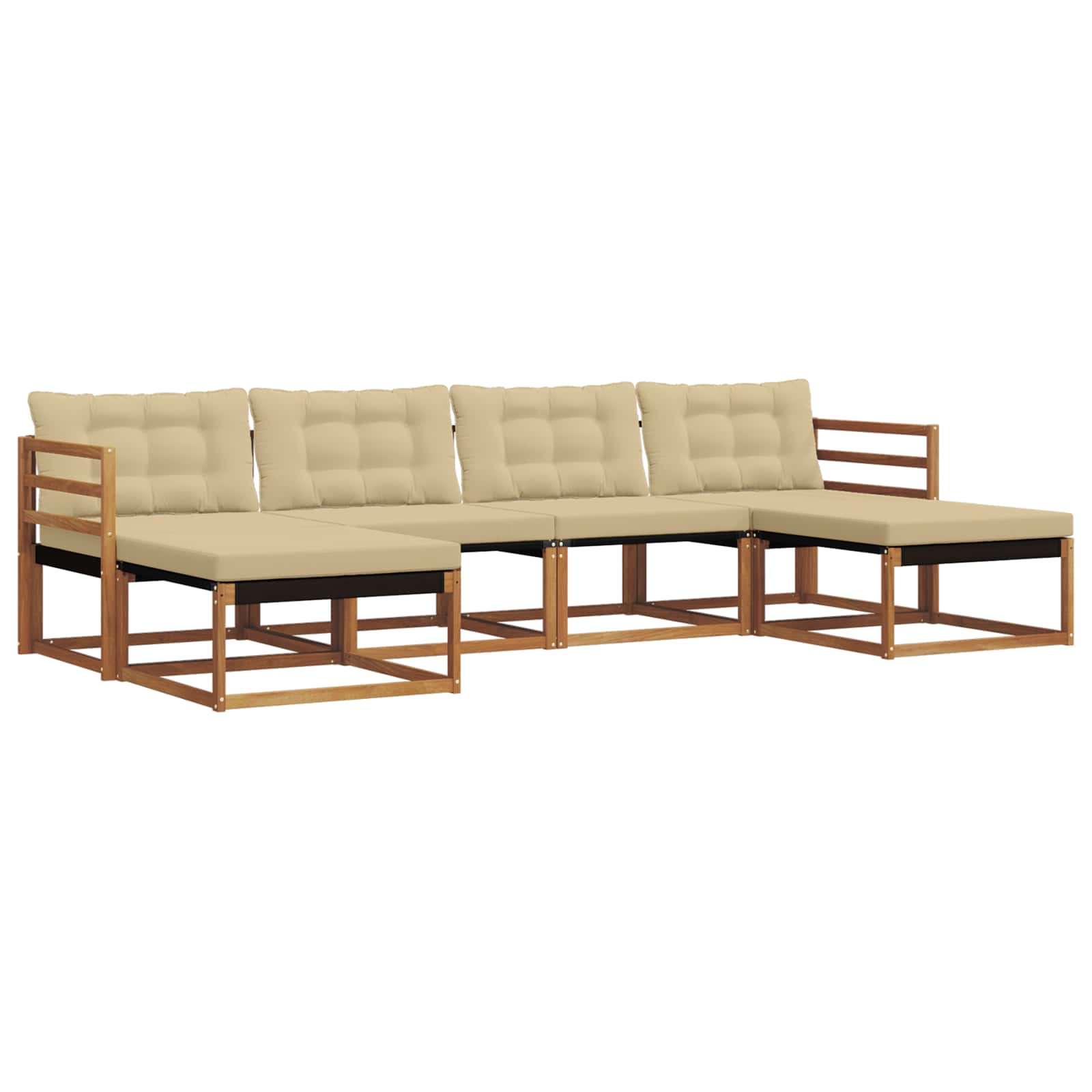 Conjunto de sofás de exterior con cojín 6 pcs Natural y Beige