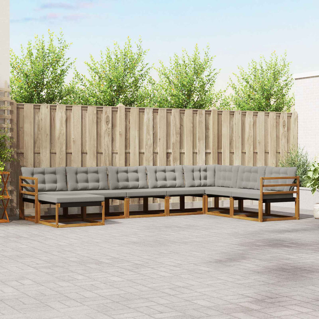 Conjunto de sofás de exterior 8 pcs Blanco y Gris Claro