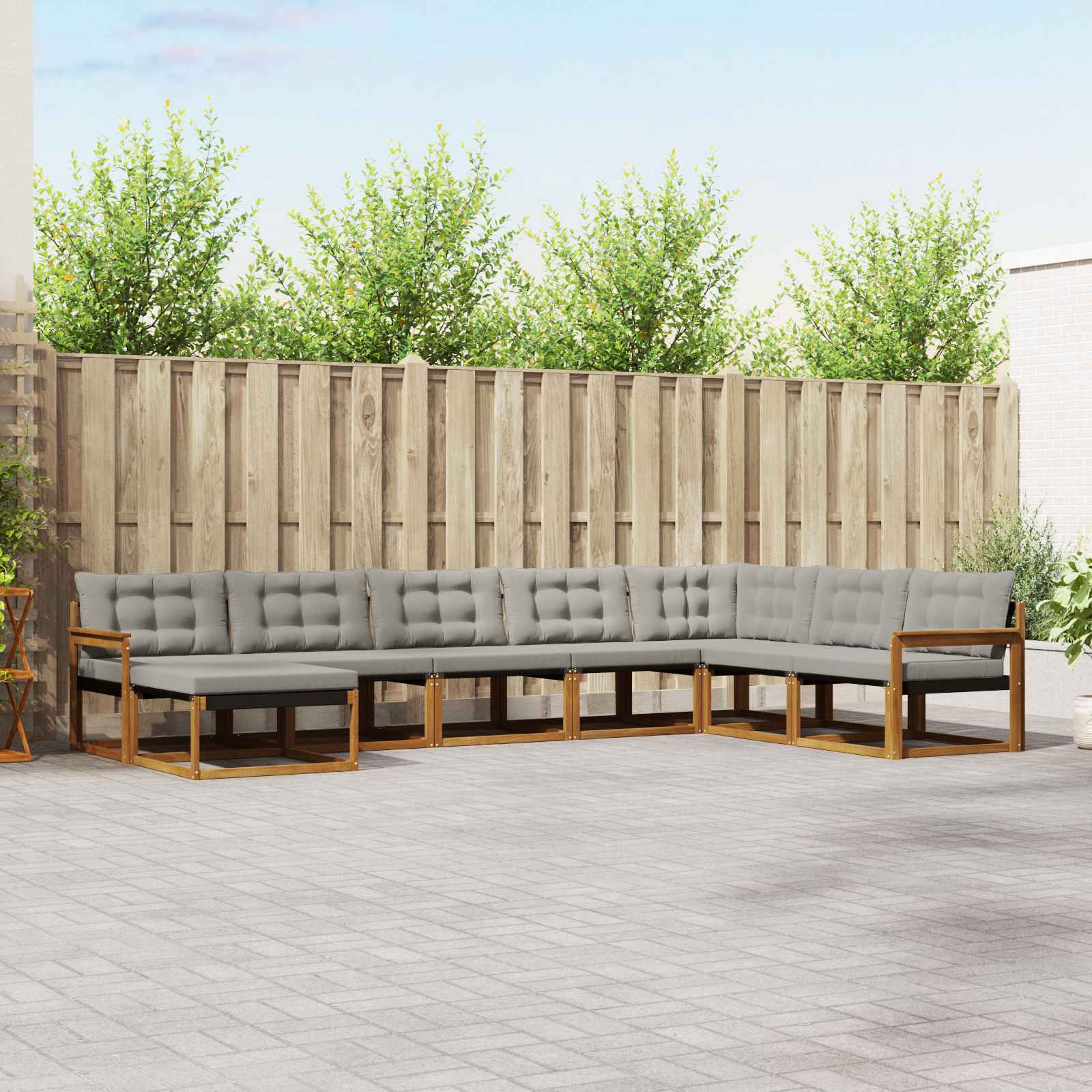 Conjunto de sofás de exterior 8 pcs Blanco y Gris Claro