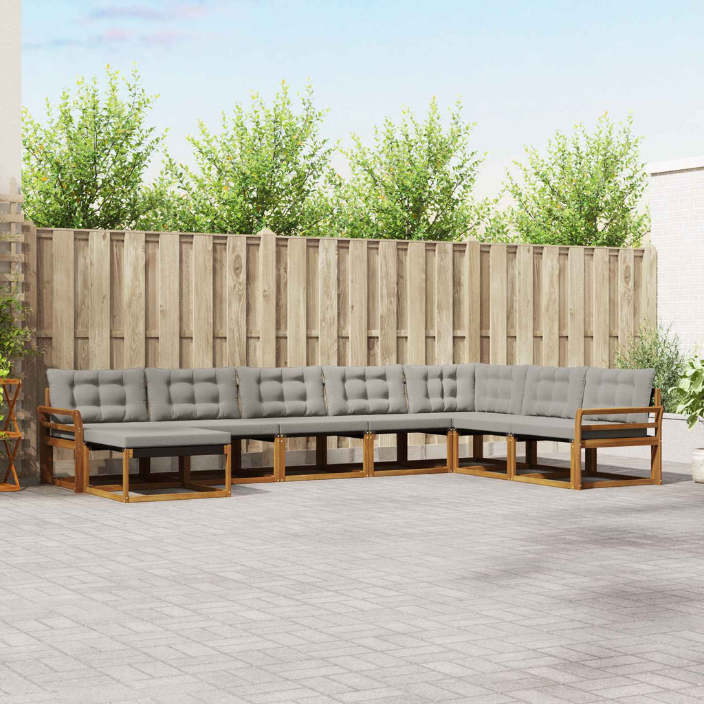 Conjunto de sofás de exterior 8 pcs Blanco y Gris Claro