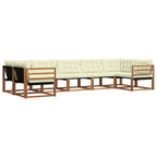 Conjunto de sofás de exterior con cojín 7 pcs Natural y Crema