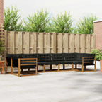 Conjunto de sofás de exterior con cojín 7 pcs Natural y negro