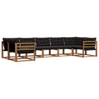 Conjunto de sofás de exterior con cojín 7 pcs Natural y negro
