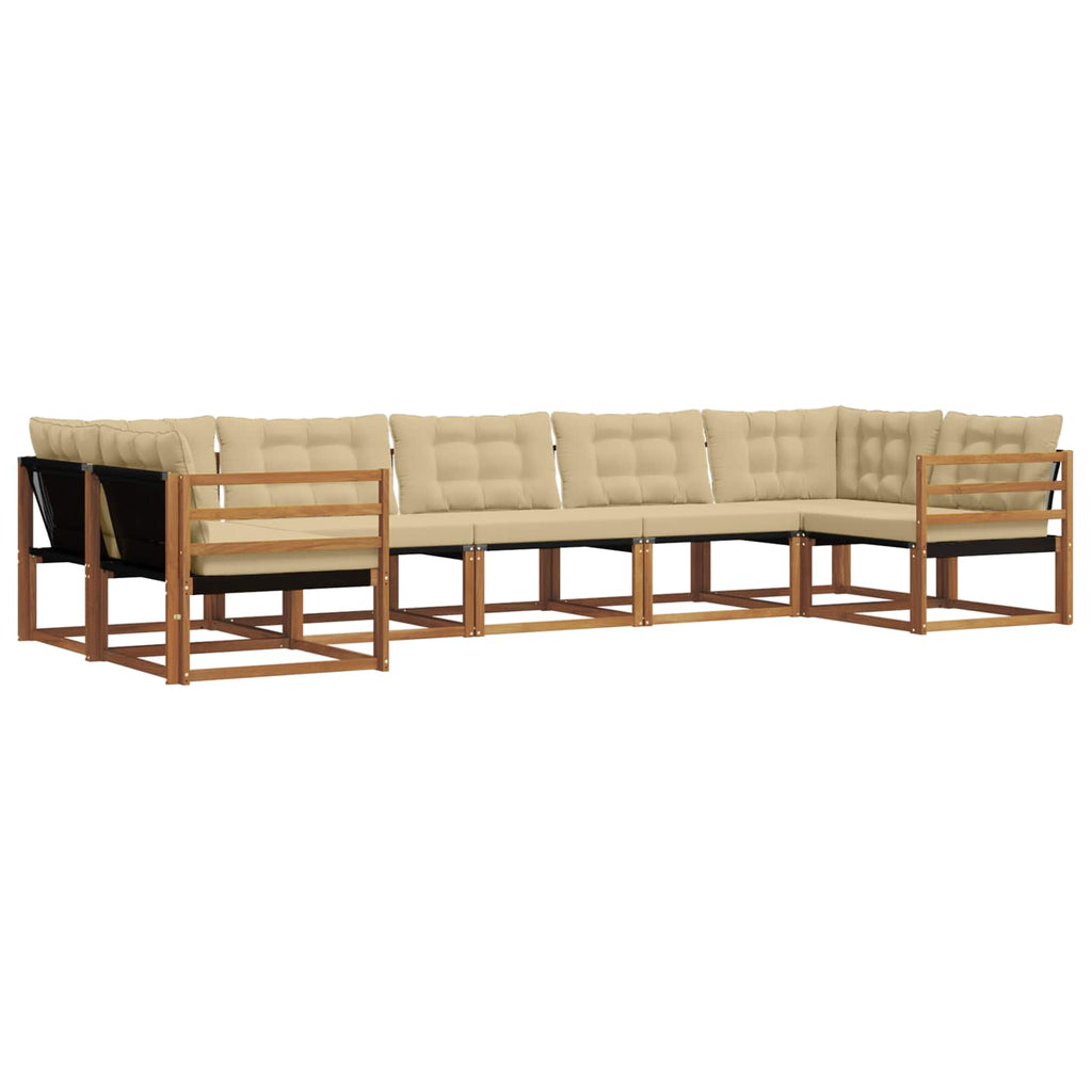Conjunto de sofás de exterior con cojín 7 pcs Natural y Beige