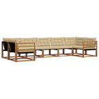 Conjunto de sofás de exterior con cojín 7 pcs Natural y Beige