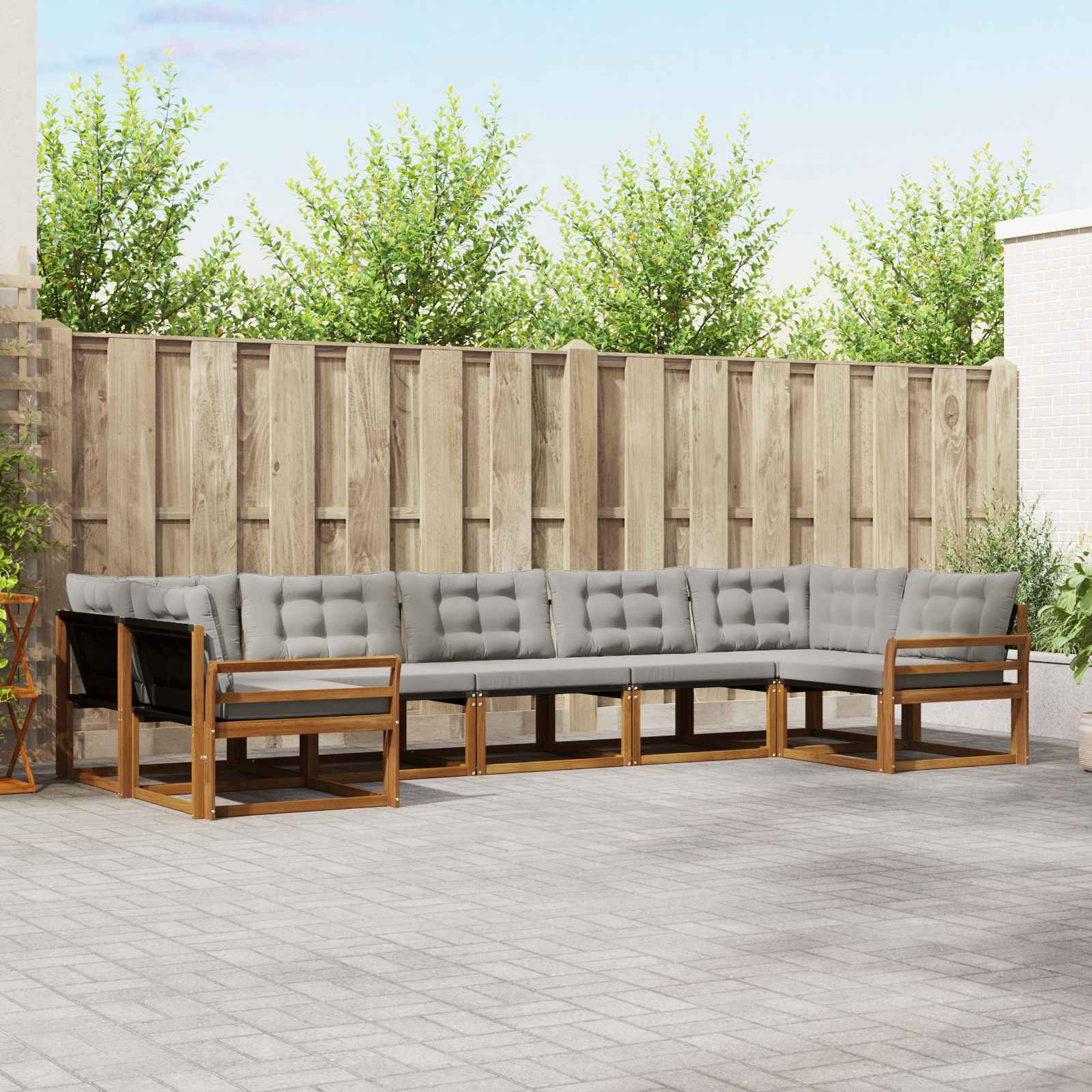 Conjunto de sofás de exterior 7 pcs Gris Natural y Claro