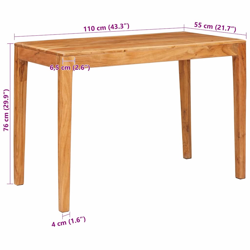 Mesa de Comedor Marrón 110 x 55 x 76 cm Madera de Acacia Sólida