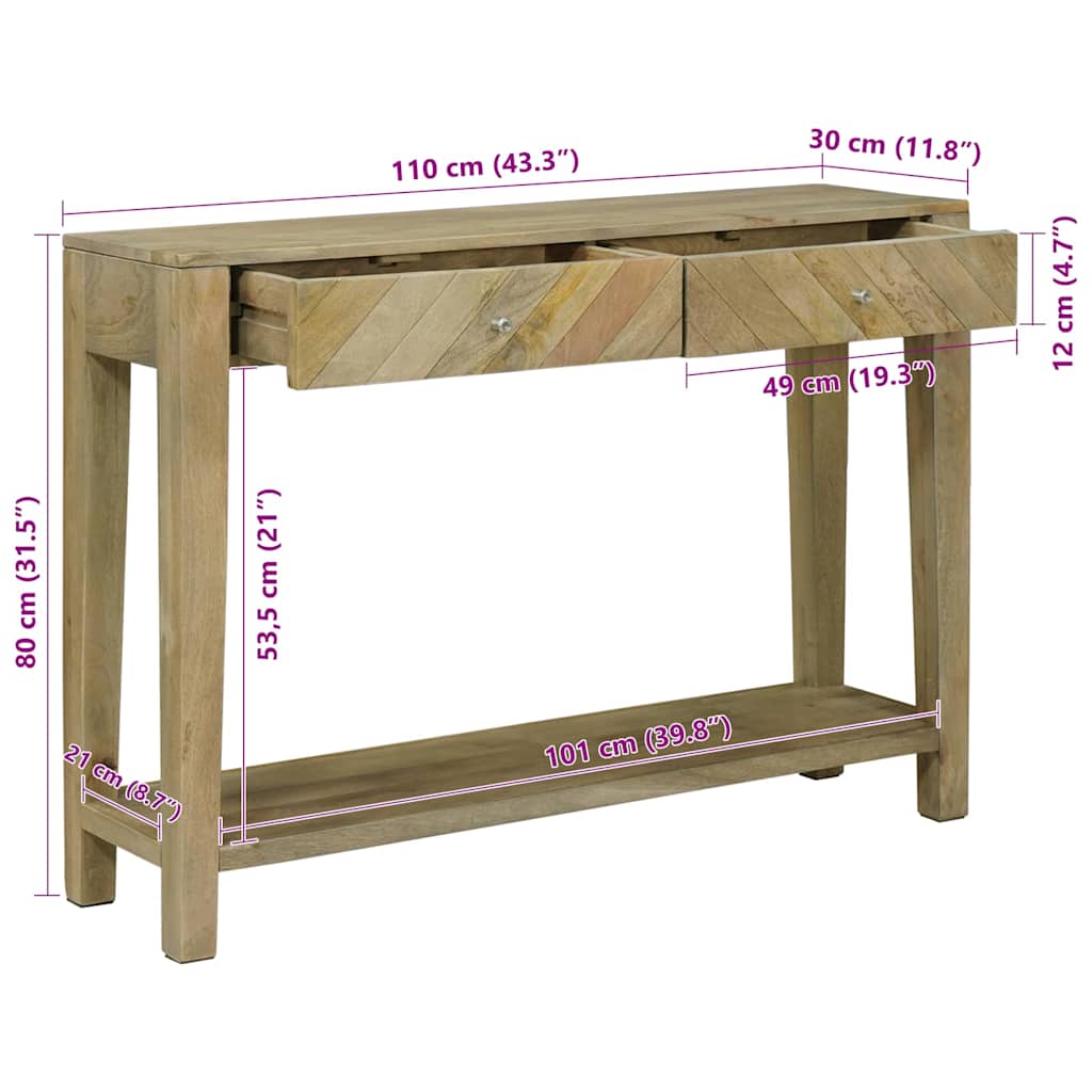 Mesa Consola con cajón Gris natural 110 x 30 x 80 cm
