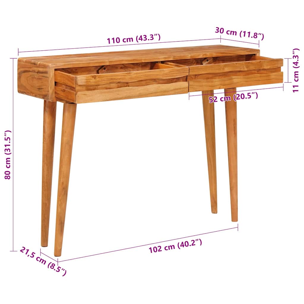 Mesa Consola Marrón 110 x 30 x 80 cm Madera de Acacia Sólida