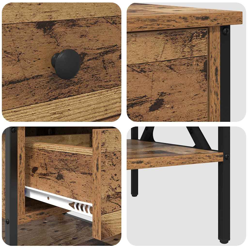 Armario de Noche con cajón 2 pcs Madera vieja 40 x 42 x 45 cm