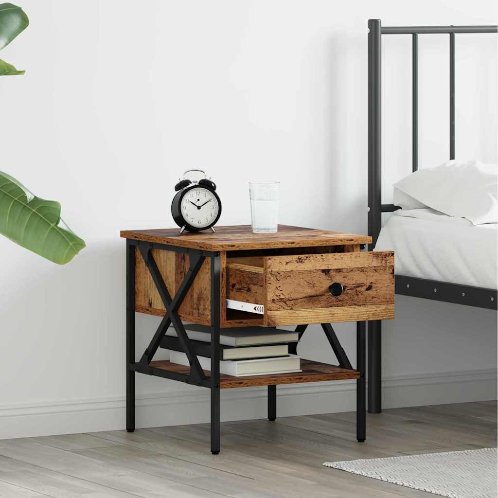 Armario de Noche con cajón 2 pcs Madera vieja 40 x 42 x 45 cm