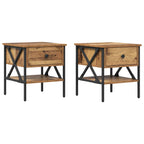 Armario de Noche con cajón 2 pcs Madera vieja 40 x 42 x 45 cm