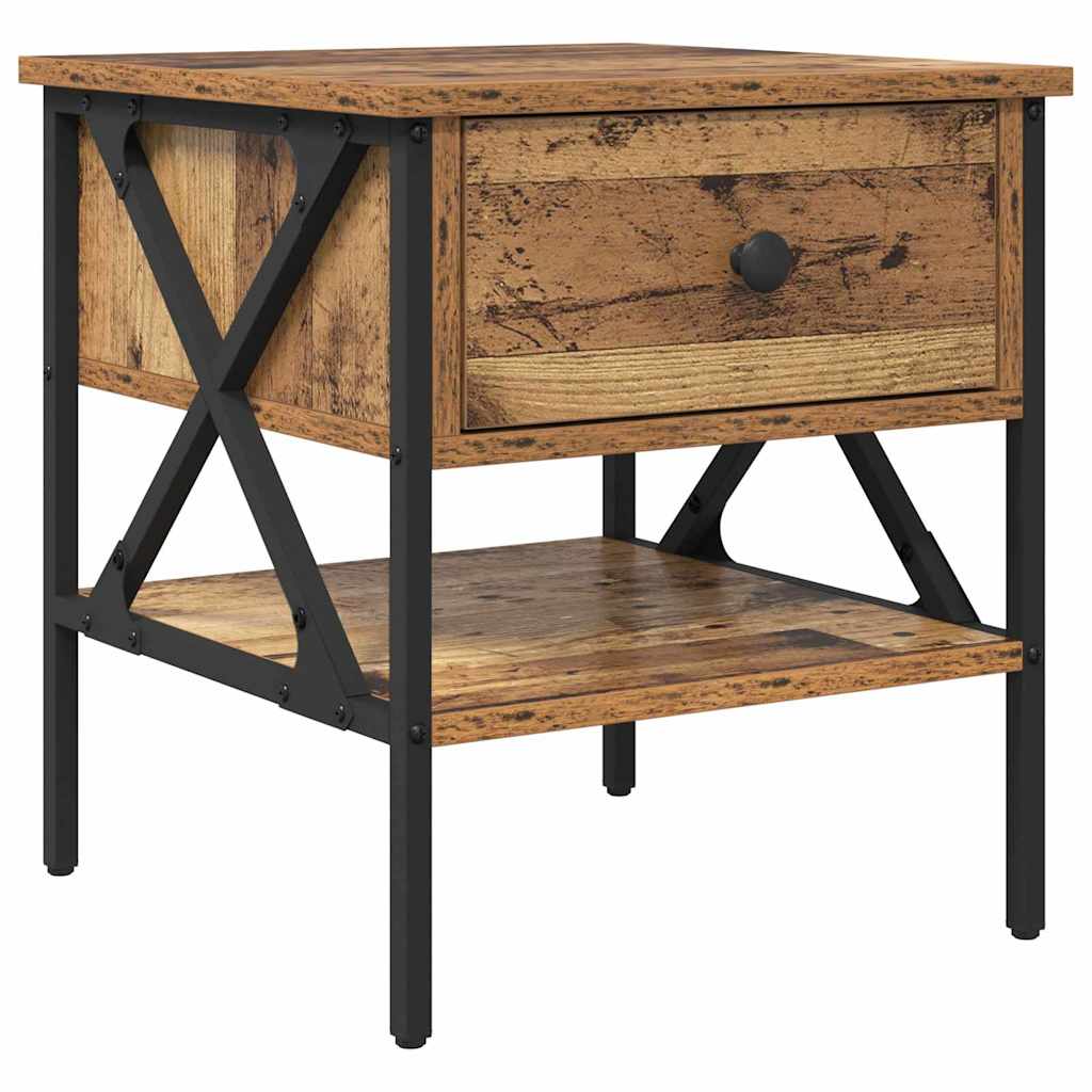 Armario de Noche con cajón 2 pcs Madera vieja 40 x 42 x 45 cm