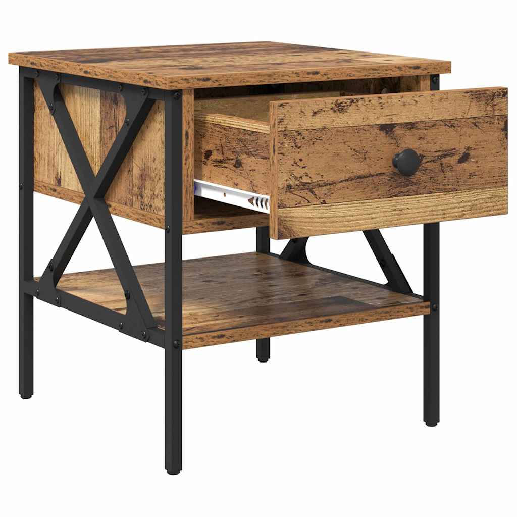 Armario de Noche con cajón 2 pcs Madera vieja 40 x 42 x 45 cm