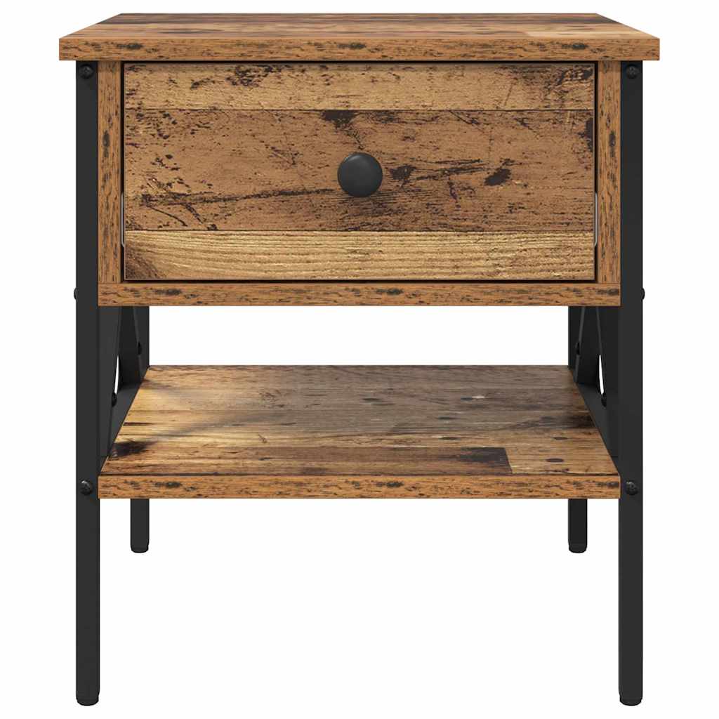 Armario de Noche con cajón 2 pcs Madera vieja 40 x 42 x 45 cm