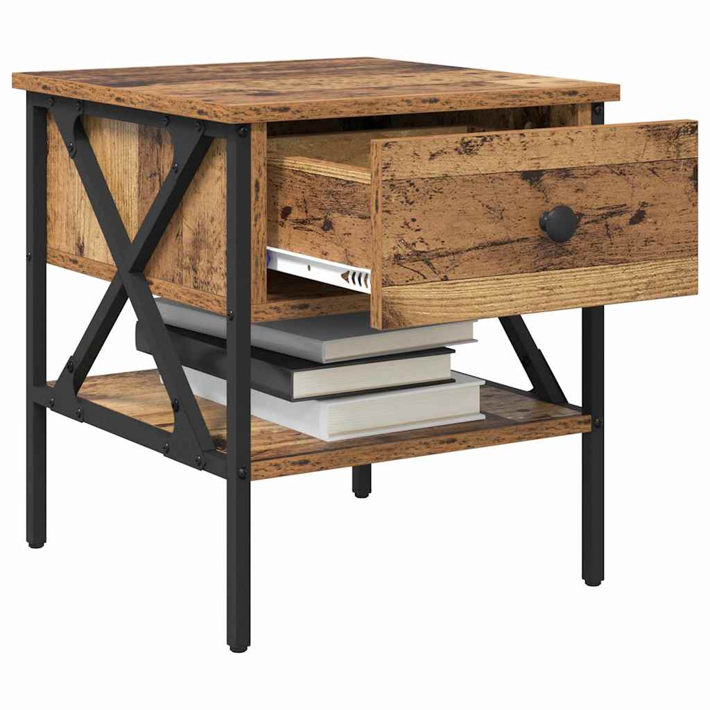 Armario de Noche con cajón 2 pcs Madera vieja 40 x 42 x 45 cm