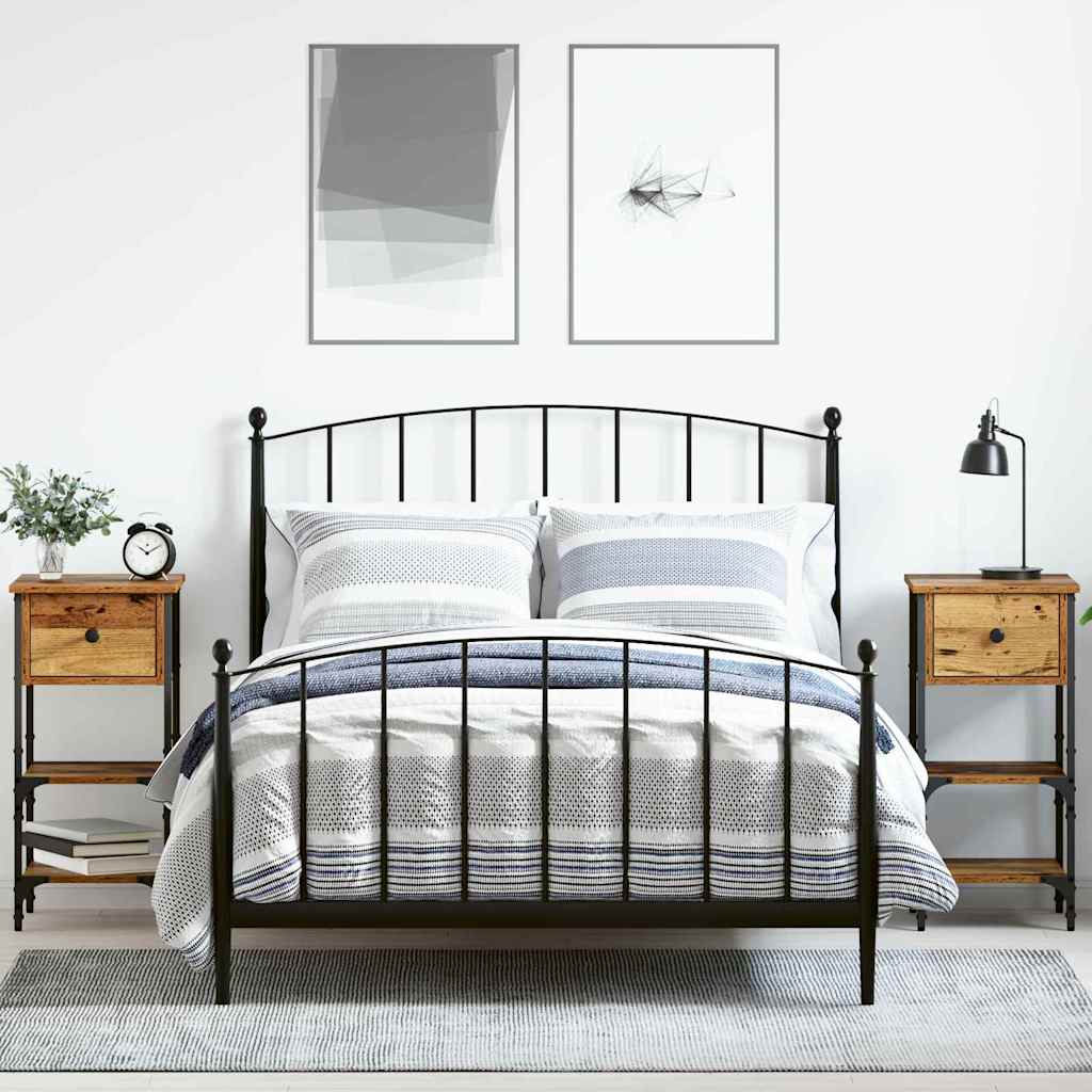 Armario de Noche con cajón 2 pcs Marrón 33.5 x 36 x 70 cm