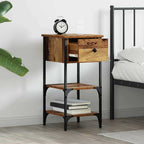 Armario de Noche con cajón 2 pcs Marrón 33.5 x 36 x 70 cm