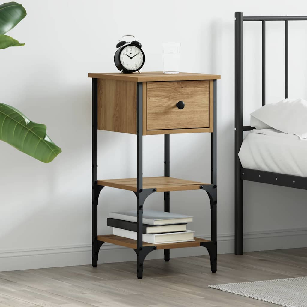 Nightstand with drawer 2 pcs Brown 33.5 x 36 x 70 cm