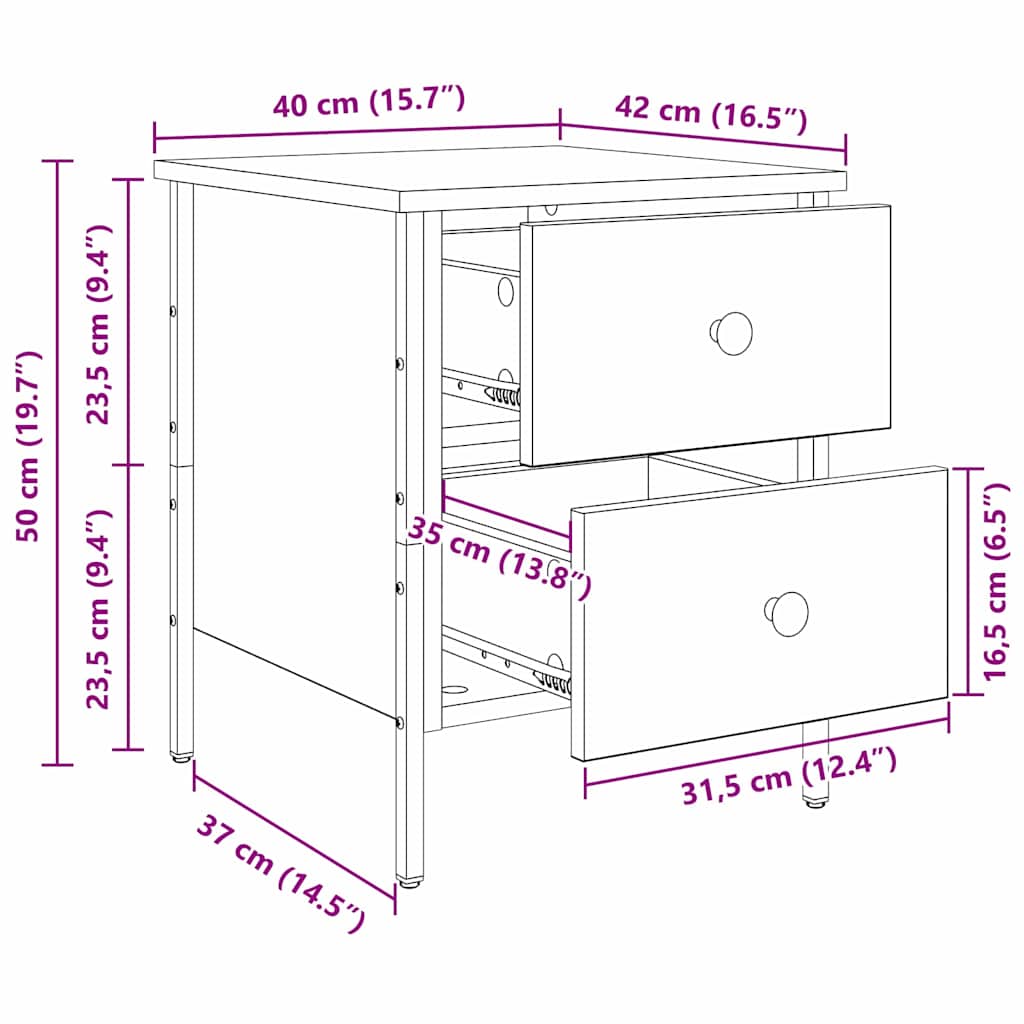 Cabinet de Noche con cajón Madera vieja 40 x 42 x 50 cm