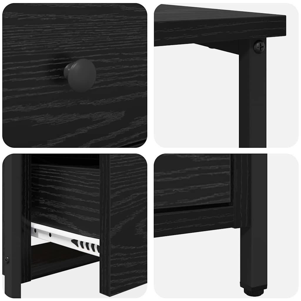 Armario de Noche con cajón 2 pcs Roble negro 30 x 60 x 60 cm