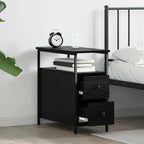 Armario de Noche con cajón 2 pcs Roble negro 30 x 60 x 60 cm