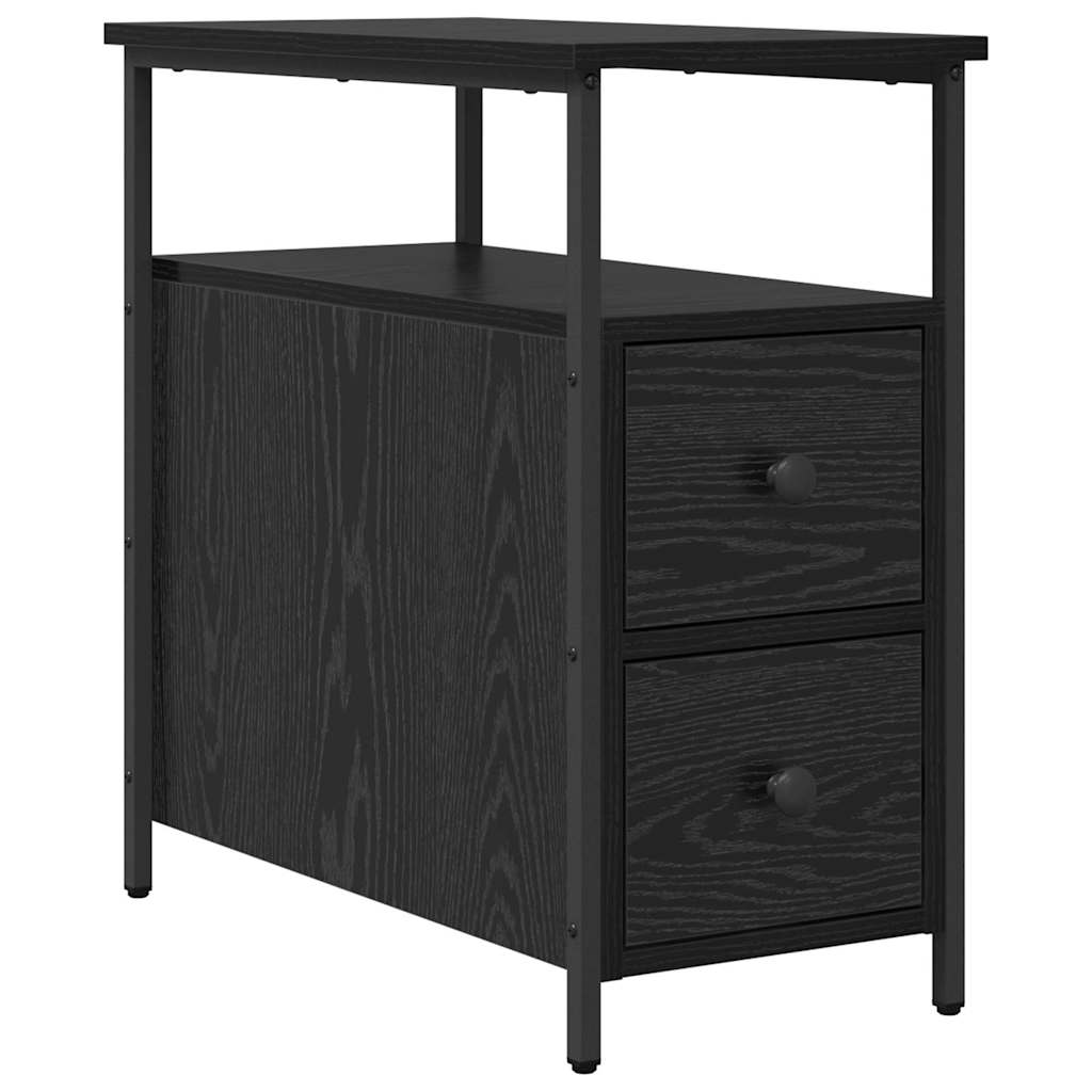 Armario de Noche con cajón 2 pcs Roble negro 30 x 60 x 60 cm